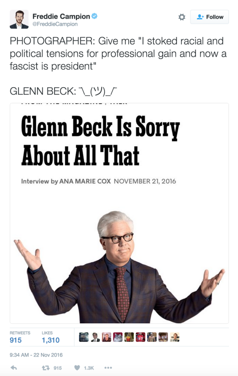 odinsblog:mediamattersforamerica:Way too little, way too late.Glenn Beck is a con man who for years 