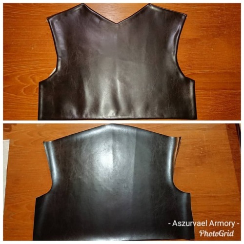 Front &amp; back pieces of faux leather have been cut. Collar piece will be coming later on. Sew