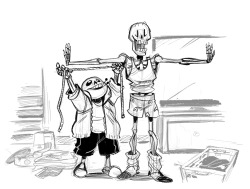 crispy-ghee:    Anonymous said:I don’t really have a prompt aside from Sans and Papyrus being cute patoots Sans helps his brother put together his costume for the party, listening patiently while Papyrus babbles with excitement over how he hopes he