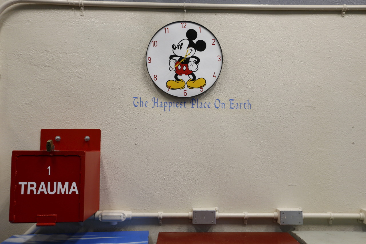 A Mickey Mouse clock is seen on a wall on death row during a media tour at San Quentin State Prison in California (Photo by Stephen Lam/ Reuters)