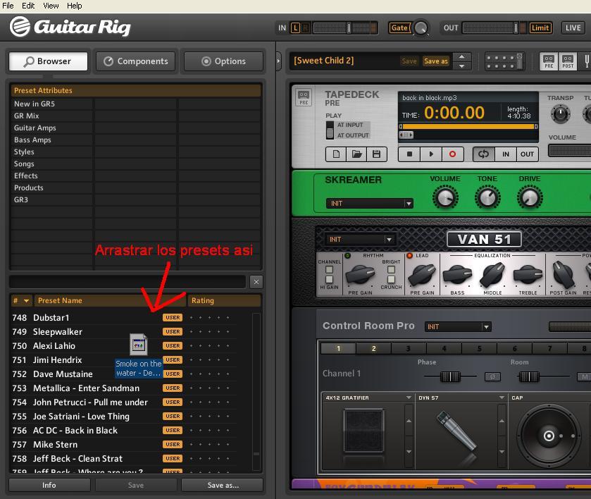 how to add guitar rig presets