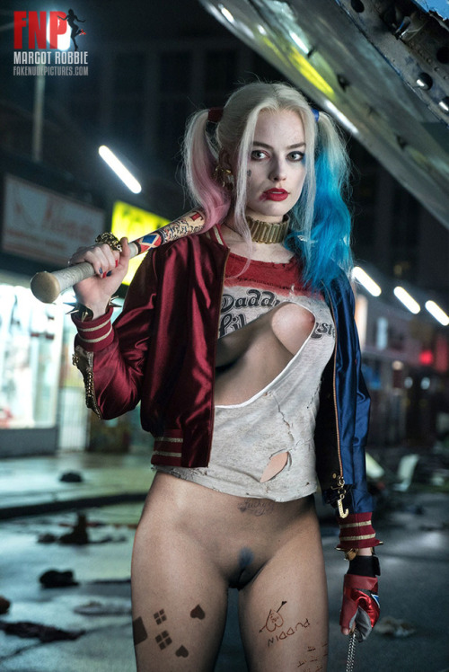 fake-nude-pictures:  Margot Robbie as Harley Quinn. Her body certainly is no joke!