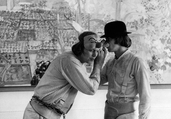 thomeyorker:  Droogs play a game of Telephone on the set of A Clockwork Orange