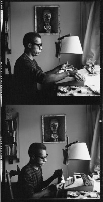 lovethemoodroom:  James Baldwin at his typewriter