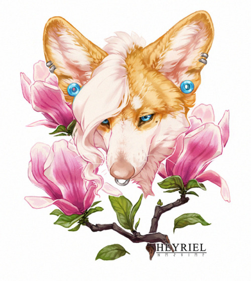 Colored sketch for @/corgicalypse on Twitter (I friggin love painting flowers) :&gt;Thank you so muc