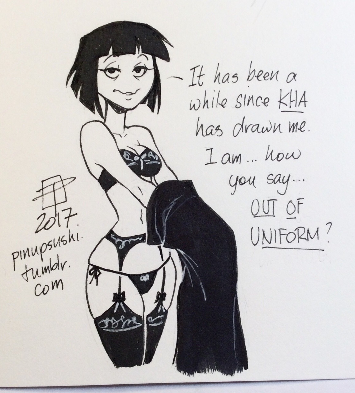 pinupsushi: @kindahornyart is getting back in the groove of drawing Creepy Susie