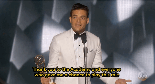 refinery29:  Rami Malek dedicates his Emmy to the Elliots out thereGifs: Emmys on ABC
