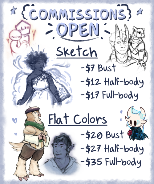 Commissions are open again!I will draw original characters, anthropomorphic characters, fanart, affe