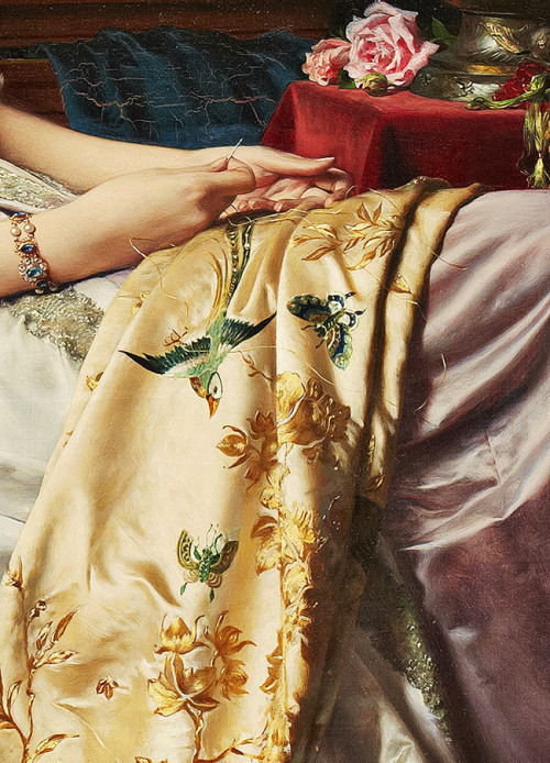 jaded-mandarin:Wladyslaw Czachórski. Detail from Resting Beauty, 19th Century.