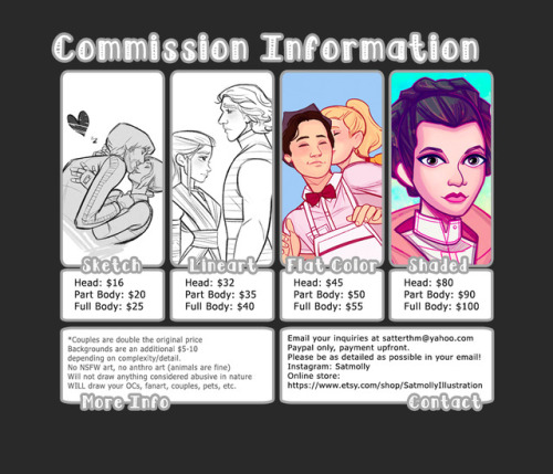 satmolly:satmolly:Now open for commissions :)Passing this around again because my hours got cut at m