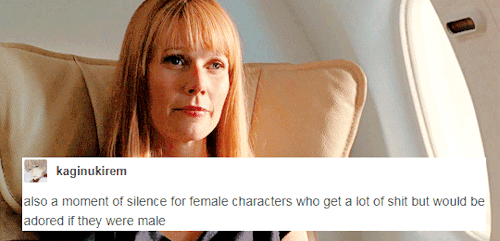 pepperonys:pepper potts + text posts (about fandom’s misogyny)