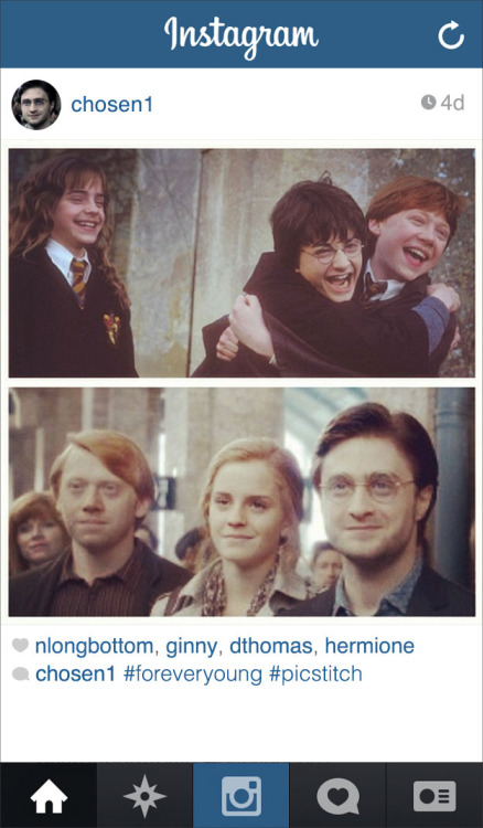 fuckyeahdeathlyhallows:buzzfeed:If present day Harry Potter had an Instagram, he would be such a dad