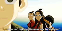 unicornships:  Still appreciating the continuity. Toph &amp; Twinkletoes (Aang’s) friendship lasting more than one lifetime 