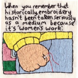 pinkcheesegreenghost: spoopy-valkyrie:   hanecdote:  I spent about 15 hours stitching this feminist art meme 😂   @pinkcheesegreenghost it u?   It truuuu 