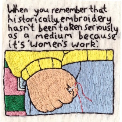 hanecdote:
“ I spent about 15 hours stitching this feminist art meme 😂
”