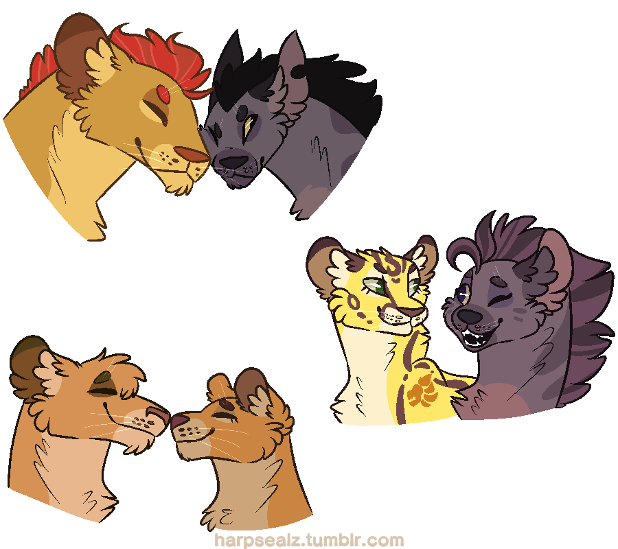 please rb my art! — gay lions, cheetahs and hyenas? Yeehaw (ok to...