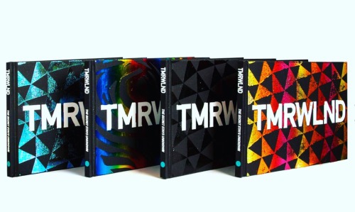 The individual TMRWLND hard cover foiled books made for Art Basel - limited and signed, no two books