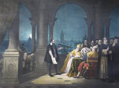 H.J. Detouche’s 1754 Painting Depicting Galileo Galilei Displaying His Telescope To Leonardo Donato,