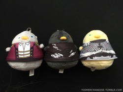 yoimerchandise: YOI x Broccoli Chun Colle Plush Mascots Original Release Date:September 2017 Featured Characters (3 Total):Viktor, Yuuri, Yuri Highlights:Broccoli’s signature plush birds are back, this time dressed in the most notable skating costumes