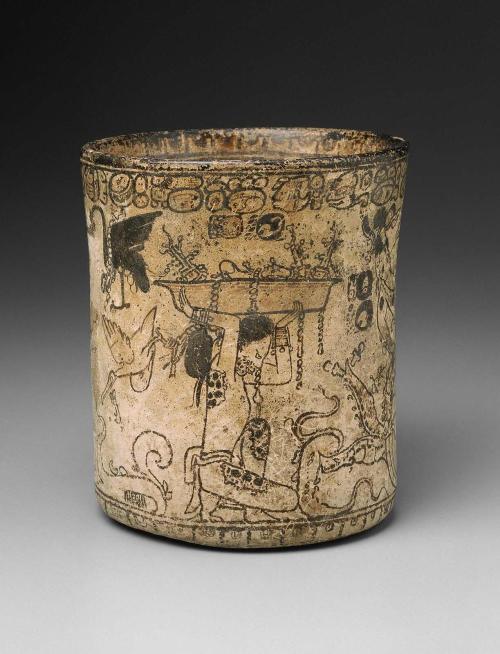 Maya cylinder vase from the Late Classic Period (750 – 780 AD),found in the Ik&rsquo; polity of El P