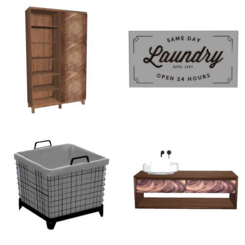  Laundry SetMore stuff for your laundry room!15 meshes:Sink - 10 swatchesCabinet - 13 swatchesDetege