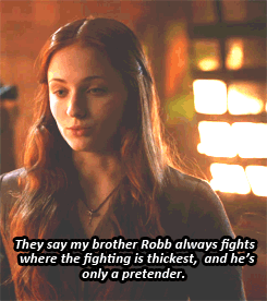 wolfinghard:  Favourite characters (in no particular order) » Sansa Stark. “I am not your daughter. I am Sansa Stark, Lord Eddard’s daughter and Lady Catelyn’s, the blood of Winterfell.” 