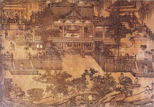 A Chinese Song Dynasty (960-1127) image of a water mill for grain, emblematic of the degree of econo