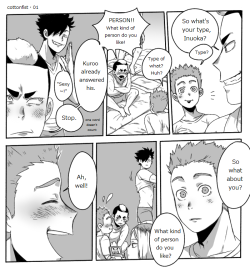 cottonfist:  Pages &gt;right to left.Inuoka isn’t ready to confess…!! But he is a pretty black &amp; white sort of guy, so it isn’t a surprise his friends figure it out on their own. His teammates will root for him on the sidelines… Perhaps this