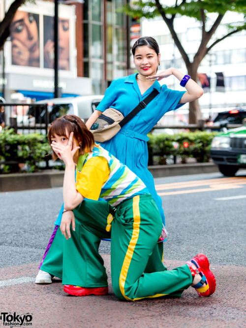 Japanese students 18-year-old Okusako and 17-year-old Saya on the street in Harajuku both wearing RR