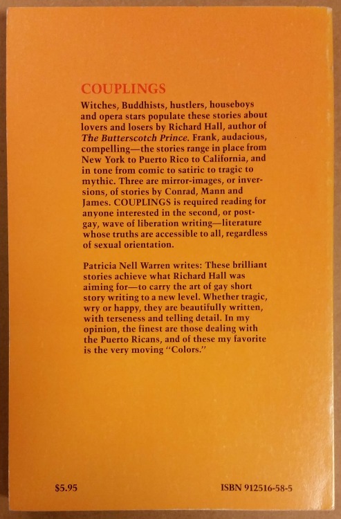 ‘Couplings’, Richard Hall, Grey Fox Press, San Francisco, 1981. 