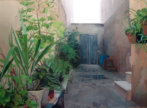 Behind the old door   -   Antonio BarahonaSpanish,b.1984-Acrylic on canvas