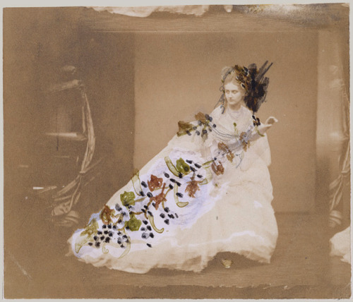 Salted paper print retouched in gouache by the Countess de Castiglione; Photograph by Pierre–Louis P