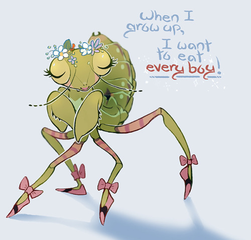 painted-bees: I might have drawn Penh the (cutest) mantis nymph.I might be a little in love with a r