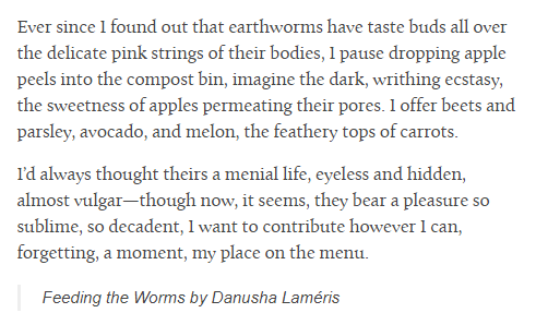 not-a-crook:  an-eel:wakandamama:blondebrainpower:  Worms discover the fresh food section    They composting bebe      Oh, worm?