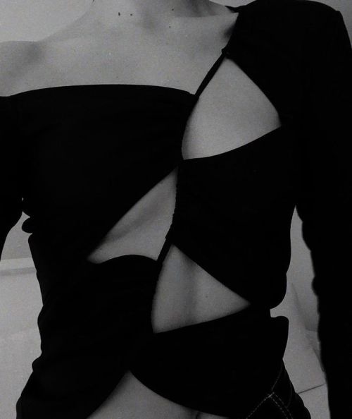 thewardrobeedit:Sid Neigum Black Asymmetric Cutout Top