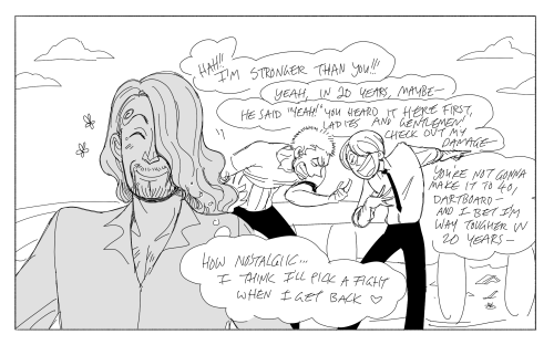 wellfine:A comic about 40-year-old Sanji meeting 19-year-old Sanji (and Zoro) and the rest of the cr