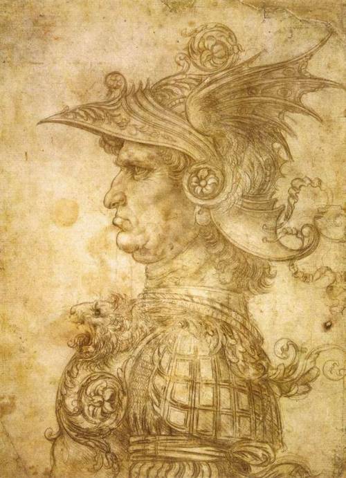 artist-davinci: Profile of a warrior in helmet, 1472, Leonardo Da Vinci Medium: metalpoint,paper,sil