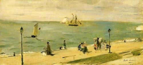 artist-morisot: The Beach at Petit Dalles (aka On the Beach), 1873, Berthe MorisotMedium: oil on can