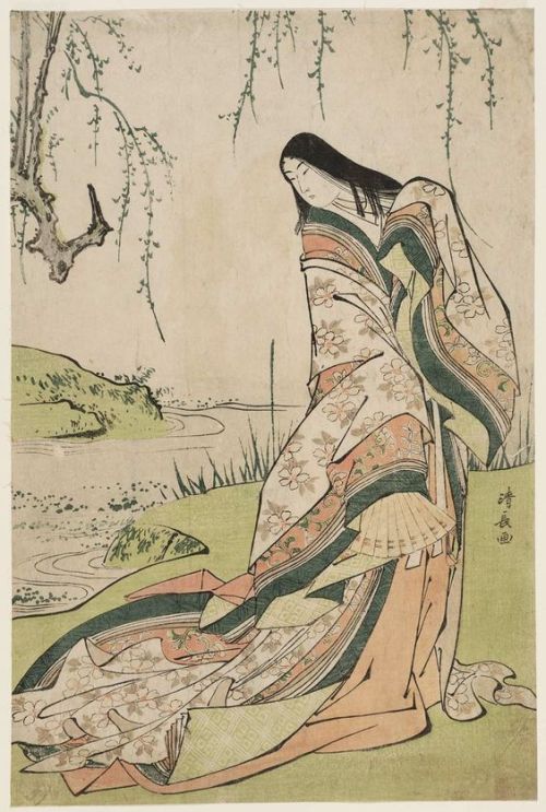 yamimin520: Ono no Komachi Standing beside a StreamArtist: Kiyonaga ToriiDate: 1784