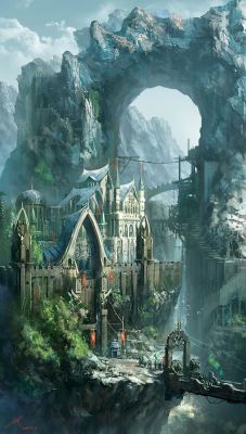 fantasy-art-engine:  Castle and Arch by qmdjdj