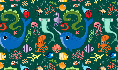 ashleyodellillustration:My first gif I’ve made for an underwater themed pattern!