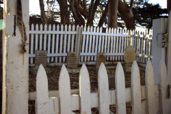 graveplaces:The white picket fences of the Historic Life-Saving Station Cemetery in Point Reyes, CA