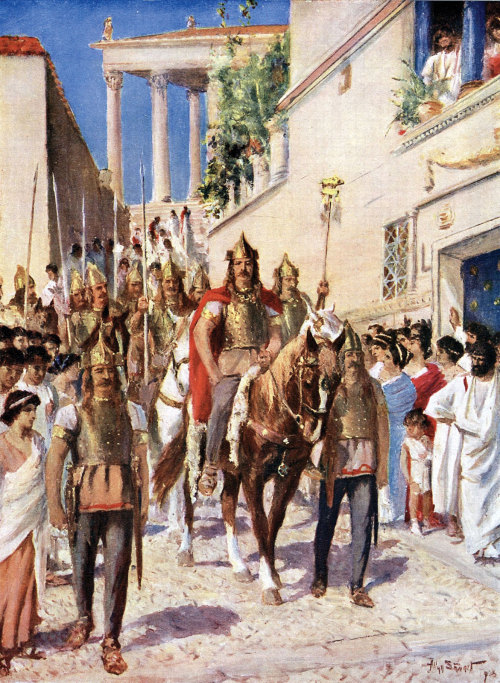 Alaric I (370-410), a king of Visigoths entering to captured Athens. He is interesting figure, becau