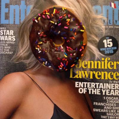 Does Jennifer Lawrence secretly have a doughnut for a head? Find out inside the pages of Entertainment Weekly! #jenniferlawrence #doughnuts #entertainmentweekly