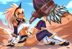 requiemdusk:  Hunting monsters is sweaty work, take a breather.Patreon for big version.