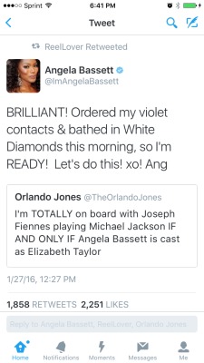 crime-she-typed:  frontpagewoman:  Bwahaha! Queen Angela Bassett and the royal court jester, Orlando Jones.  YASSSS The queen has spoken 