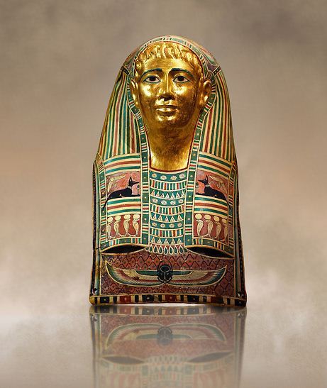 Ancient Egyptian mummy masks of a man named Pasyg. 1st century BC
