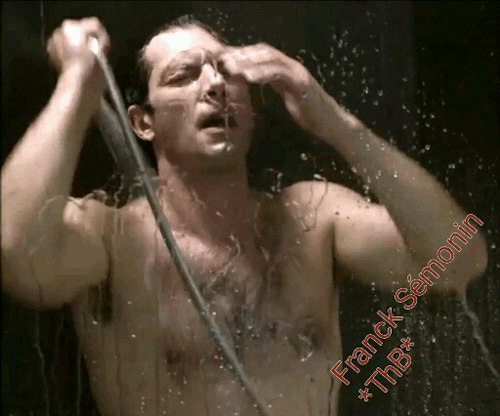 Franck Smonin French Actor Hairy Wet Nipples Chest Under Shower. Tv.