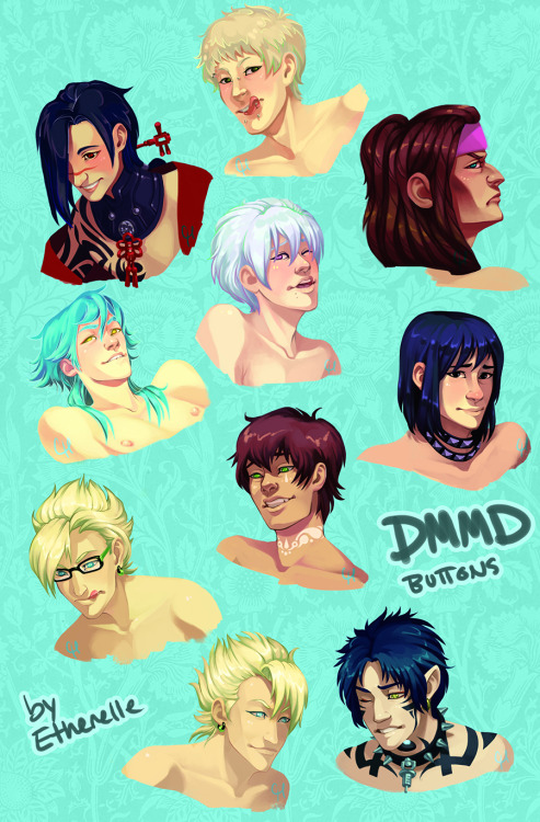 ephemeriel:   DMMD BUTTONS  So I decided to make button designs for DMMD involving everyone making suggestive faces so. There you go. Suggestive faces. 