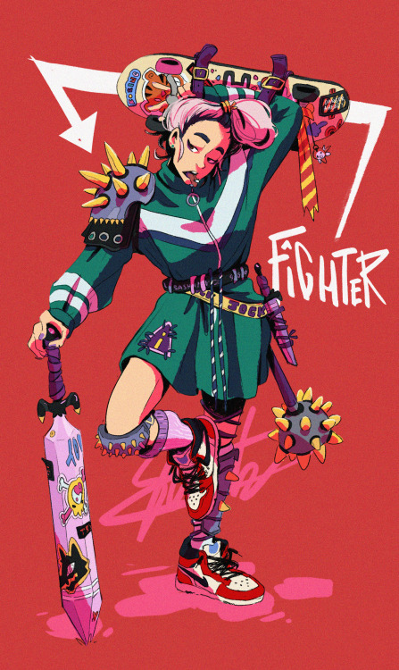 - The Fighter-Illustration #7 of the D&D Street Wear SeriesFit inspired from a Lazy Oaf piece th